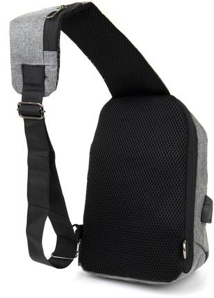 Ергономічний рюкзак через плече з кодовим замком текстильний vintage 20554 сірий2 фото
