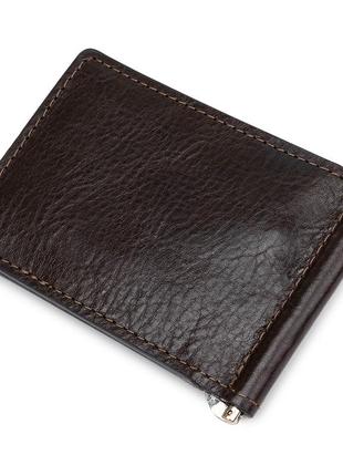 Чоловічий практичний затиск для грошей grande pelle 11403 темно-коричневий