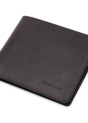 Кожаное мужское винтажное портмоне grande pelle 11553 коричневый