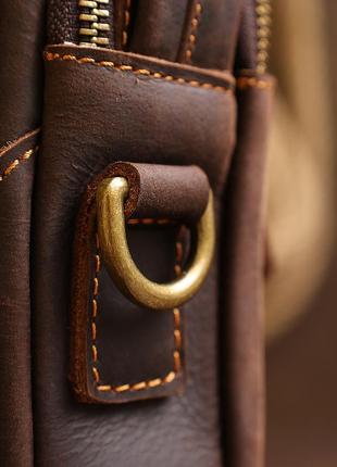 Кожаная мужская винтажная сумка vintage 20372 коричневый7 фото
