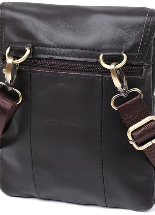 Кожаная компактная мужская сумка через плечо vintage 20468 коричневый2 фото
