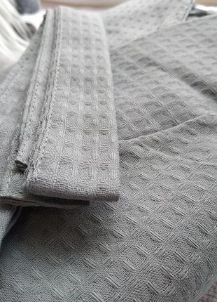 Вафельный халат luxyart кимоно размер (54-56) xl 100% хлопок серый (ls-3377)3 фото