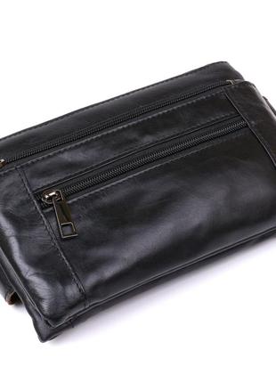 Чоловіча сумка на пояс з натуральної шкіри vintage 20474 чорний3 фото
