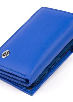 Горизонтальне портмоне зі шкіри унісекс на магніті st leather 19338 синій
