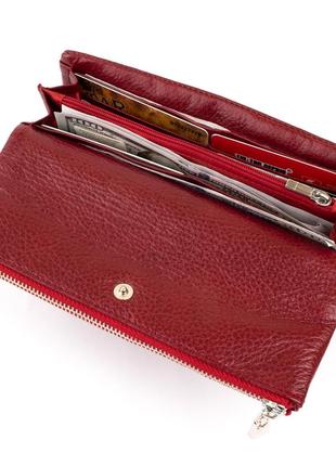 Клатч конверт с карманом для мобильного кожаный женский st leather 19273 бордовый4 фото