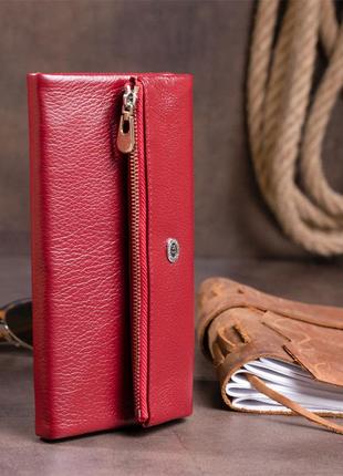 Клатч конверт с карманом для мобильного кожаный женский st leather 19273 бордовый5 фото