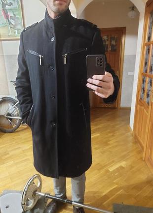 Пальто кашемірове чорне довге утеплене4 фото