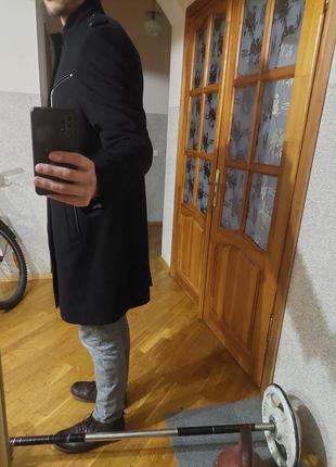 Пальто кашемірове чорне довге утеплене2 фото