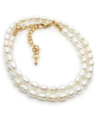 Р🔺🦄🌊 перлове кольє-чокер натуральні прісноводні білі перли