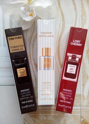 Топ набор 3в1 =250! 🍒парфюмы в стиле tobacco vanille lost cherry metallique tom ford 🍒 мини духи парфюмированная вода унисекс