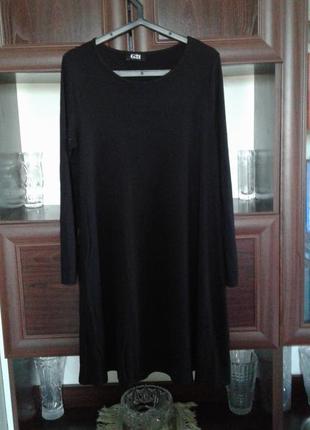 Маленькое черное трикотажное вискозное платье с длинным рукавом g21 george батал
