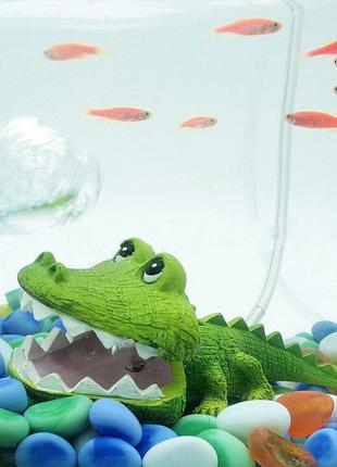 Декор в аквариум "крокодил" - размер 12*7см, есть трубка для воздуха1 фото