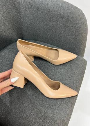 Лавандові туфлі olimp ⛰️ 6см зручний каблук шкіра натуральна 35 36 37 38 39 40 41