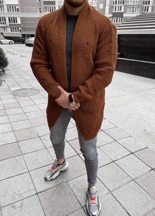 Кардиган мужской теплый коричневый турция / кардіган чоловічий пальто накидка мантия кофта теплий3 фото