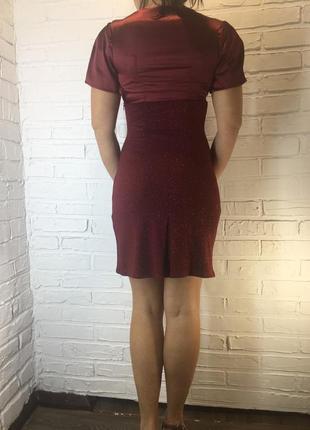 Платье женское повседневное с атласными вставками бордовое 422 фото