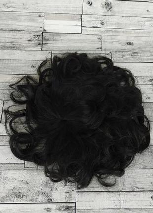7073 накладка из натуральных волос черный цвет волнистая структура сзади волосы удлиненны4 фото