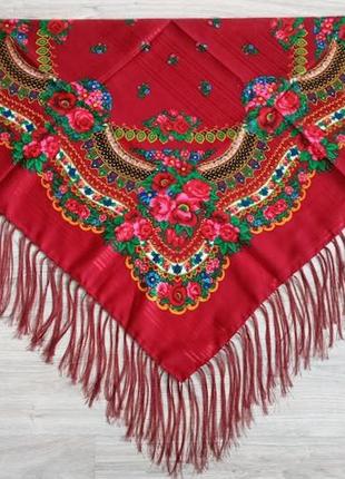 Шикарный шерстяной платок в национальном стиле, турция, 120*120 см, бордовый, в расцветках