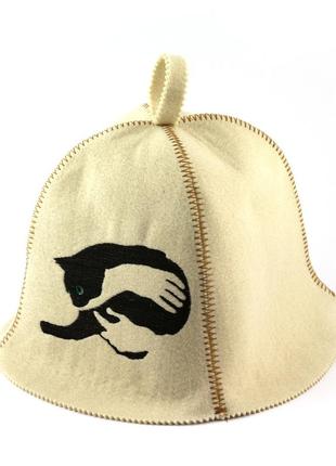 Банная шапка luxyart "ручная кошка", искусственный фетр, белый (la-355)