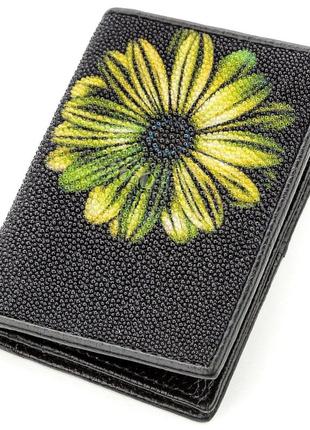 Кредитница stingray leather 18647 з натуральної шкіри морського скату чорна
