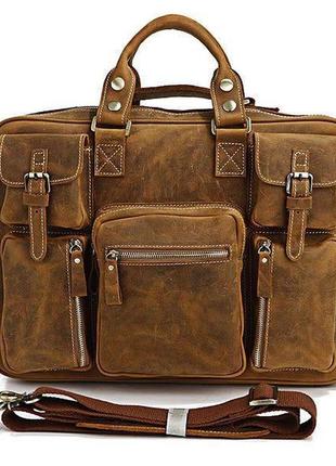 Сумка мужская vintage 14051 в винтажном стиле коричневая3 фото