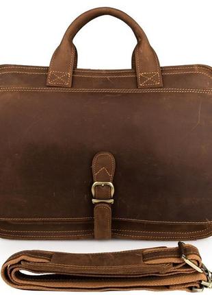 Портфель vintage 14081 из винтажной кожи коричневый2 фото