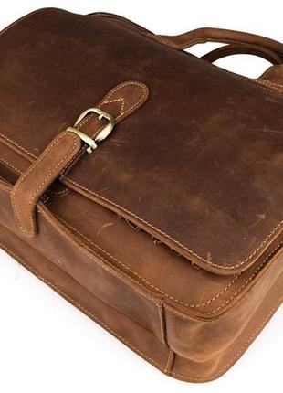 Портфель vintage 14081 из винтажной кожи коричневый4 фото