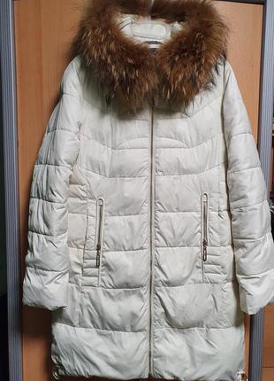 Куртка пальто с натуральной опушением peercat