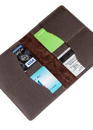 Гаманець-обкладинка для паспорта shvigel 13960 коричнева шкіряна4 фото