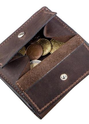 Стильное портмоне унисекс с накладной монетницей grande pelle 11223 коричневое5 фото