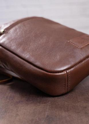 Мужская кожаная сумка shvigel 19103 коричневая8 фото