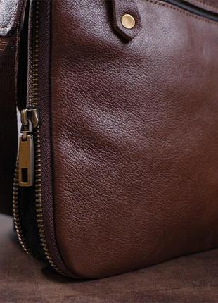 Мужская кожаная сумка планшетка shvigel 19114 коричневая7 фото