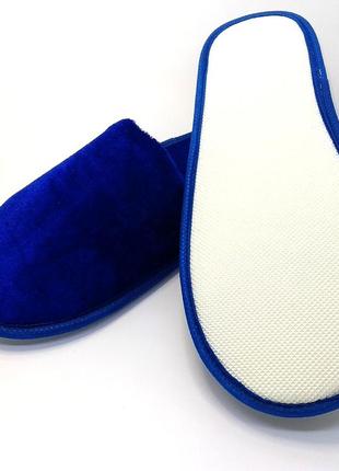 Тапочки велюрові для дому/готелю luxyart, синій, закритий носок, в упаковці 10 пар (zf-241)3 фото