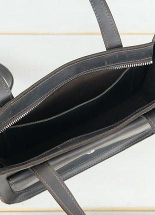 Кожаная женская сумка среднего размера с короткими ручками и длинным ремешком4 фото