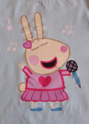 Летняя симпатичная бирюзовая футболка h&m peppa pig на девочку 4-6 лет3 фото