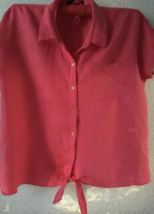 Блуза из льна с завязкой большого размера.2 фото