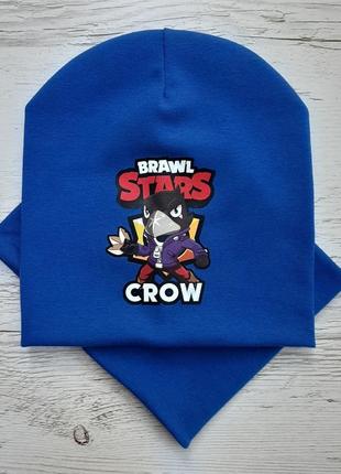 Детская шапка с хомутом канта "brawl crow" размер 48-52 синий (oc-531)3 фото