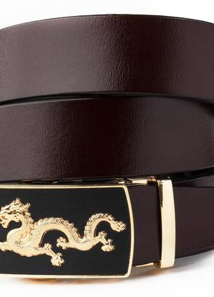 Ремень мужской золотой дракон vintage 20259 коричневый