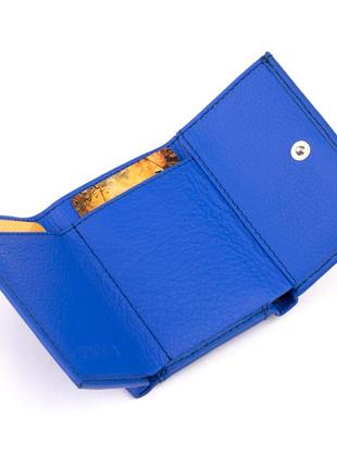 Маленькое портмоне из кожи унисекс st leather 19354 синее3 фото