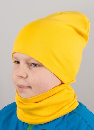 Детская шапка с хомутом канта размер 52-56 желтый (oc-569)