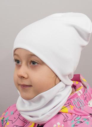 Дитяча шапка з хомутом канта розмір 48-52 білий (oc-570)