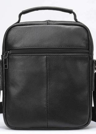 Вертикальная мужская сумка в плотной коже vintage 20366 черная2 фото