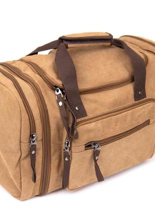 Дорожная сумка текстильная vintage 20666 коричневая1 фото