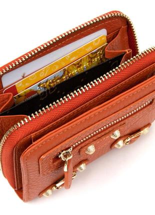 Кожаный женский кошелек guxilai 19399 оранжевый7 фото