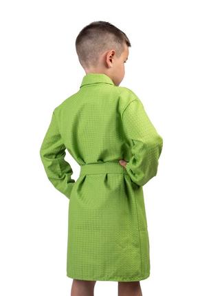 Детский вафельный халат luxyart размер (4-7 лет) 30-32 100% хлопок зеленый (lm-196)2 фото
