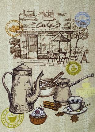 Кухонное вафельное полотенце luxyart "кофе" размер 50*60 см (ls-744)