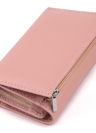 Горизонтальне портмоне зі шкіри жіноче на магніті st leather 19334 рожеве2 фото
