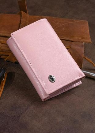 Горизонтальне портмоне зі шкіри жіноче на магніті st leather 19334 рожеве9 фото