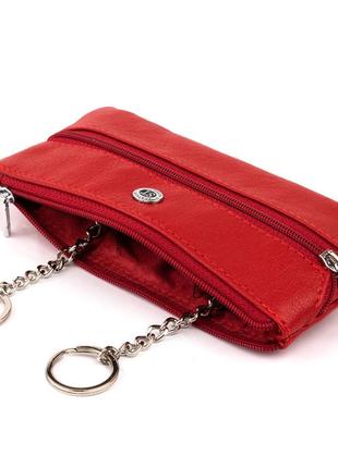 Ключница-кошелек с кармашком женская st leather 19347 красная5 фото