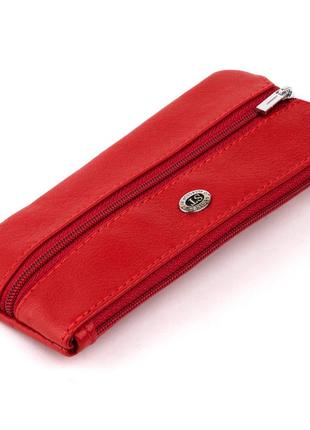 Ключница-кошелек с кармашком женская st leather 19347 красная1 фото