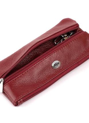Ключниця-гаманець з кишенькою жіноча st leather 19352 бордова4 фото